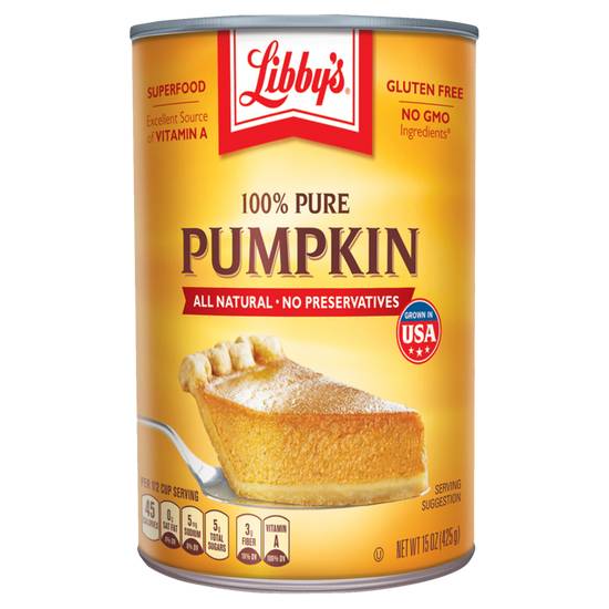 Order Libby's 100% Pure Pumpkin 15oz food online from Everyday Needs by Gopuff store, Baton Rouge on bringmethat.com