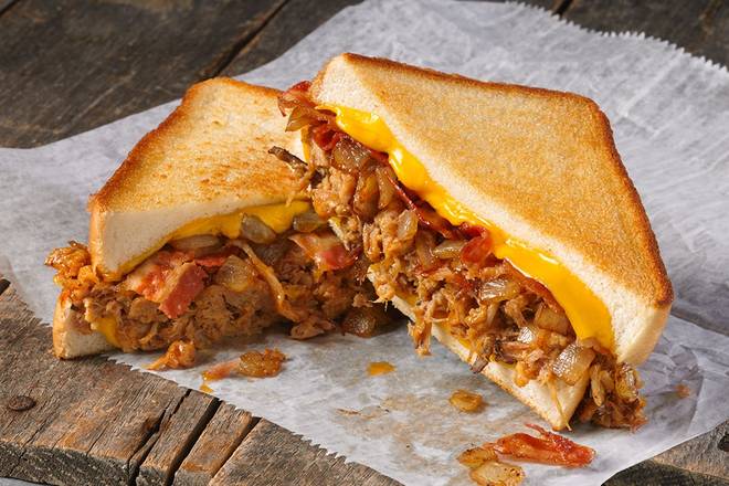Order PORK MELT SANDWICH ® food online from Shanes Rib Shack store, Locust Grove on bringmethat.com