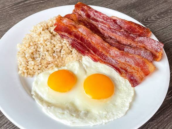 Order Eggs Any Style w/Bacon food online from Hugo Restaurant store, Studio City on bringmethat.com