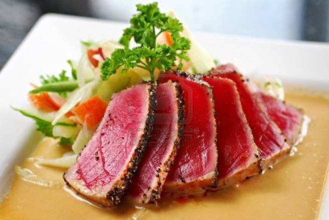 Order Pepper Seared Tuna (11 pcs) food online from Las Vegas Sushi store, Fort Lee on bringmethat.com