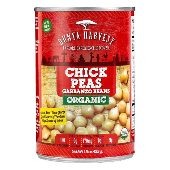 Order Dunya Harvest Organic Chickpeas 15oz food online from Everyday Needs by Gopuff store, Tampa on bringmethat.com