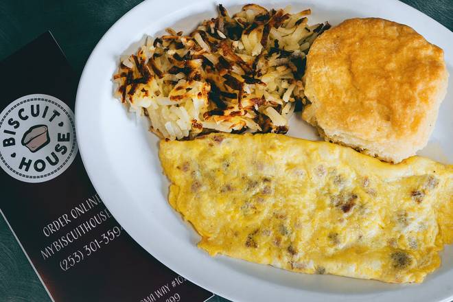 Order Meat Lovers Omelet food online from Biscuit House store, Lakewood on bringmethat.com