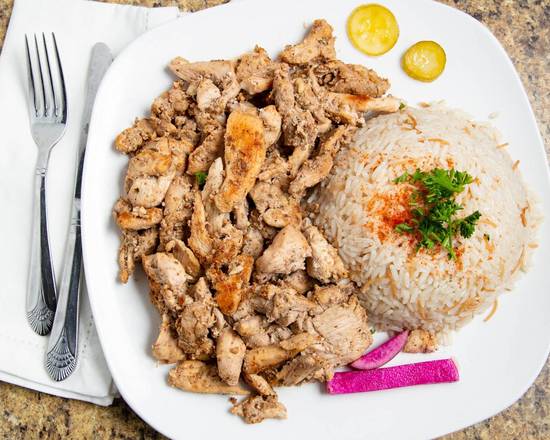 Order Shawarma Plate food online from Cleopatra Mediterranean Grill- Detroit store, Detroit on bringmethat.com