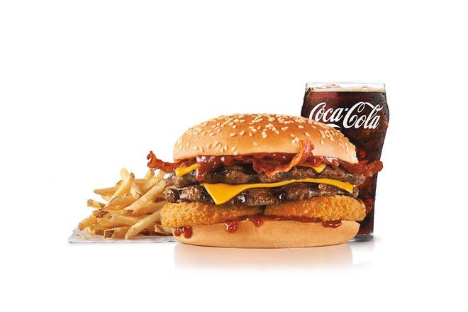 Order Double Western Bacon Cheeseburger® Combo food online from Hardee Restaurants store, Tallahassee on bringmethat.com