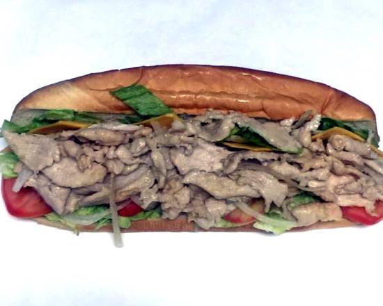 Order (12") whole chicken steak & cheese ( white meat) food online from Kenny's Sub Shop store, Beltsville on bringmethat.com