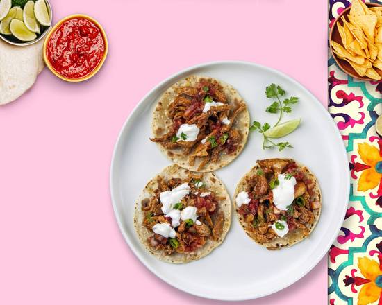 Order Carnitas Tacos (3 pcs) food online from Fuego Mexican Grill store, Lakewood on bringmethat.com