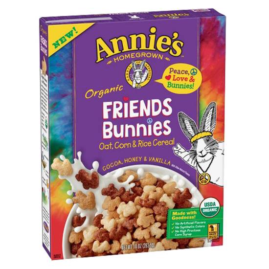 Order Annie's Homegrown Organic Friends Bunnies Cereal 10oz food online from Everyday Needs by Gopuff store, Rochester on bringmethat.com