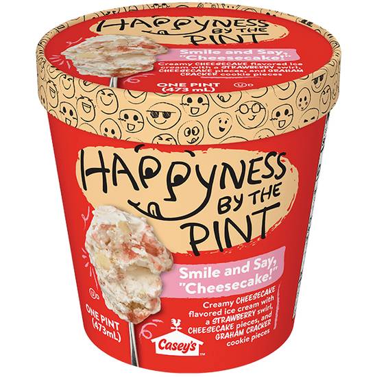 Order Happyness by the Pint Smile and Say Cheesecake! Ice Cream, 16oz food online from Casey's store, Ramsey on bringmethat.com