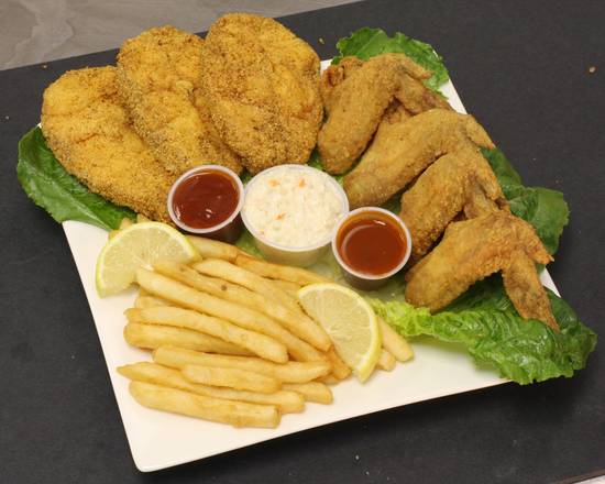 Order 10pc Fish & 20pc Whole Wings food online from Firehouse Steak & Lemonade store, Chicago on bringmethat.com