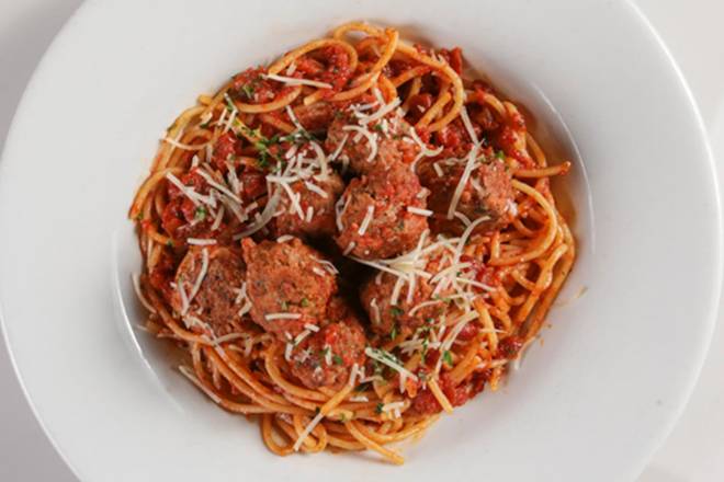 Order MOM'S RICOTTA MEATBALLS + SPAGHETTI WITH POMODORINA food online from Romano's Macaroni Grill - Opry Mills store, Nashville on bringmethat.com