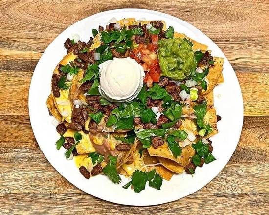 Order Carne Asada Nachos  food online from El Sombrero Express store, Las Cruces on bringmethat.com