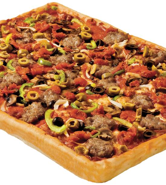 Order The Works Pizza Large food online from Rocky Rococo store, Oshkosh on bringmethat.com