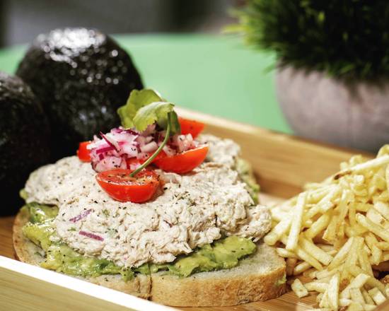 Order Avocado 陋 TOAST with Tuna and tomatoes  food online from The Grove Coffee House store, Davie on bringmethat.com