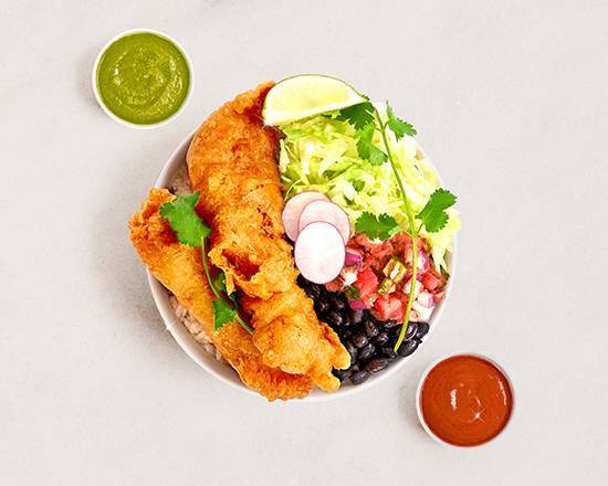 Order Beer-Battered Fish Burrito Bowl food online from Blessed Burrito Bowls store, Sherman Oaks on bringmethat.com