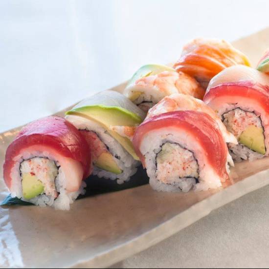 Order Rainbow-Cut Roll food online from Sushi Katsu-Ya - Woodland Hills store, Woodland Hills on bringmethat.com