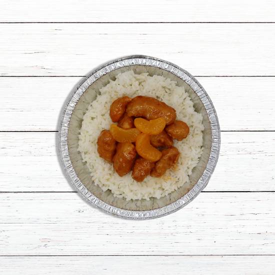 Order Little Kahunas Rumbi Orange Tempura Bowl food online from Rumbi Island Grill store, West Bountiful on bringmethat.com