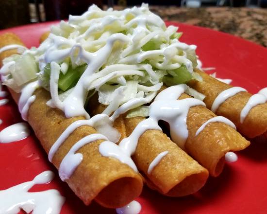 Order Flautas de pollo food online from Los Dos Amigos Taqueria 2 store, Miami Beach on bringmethat.com