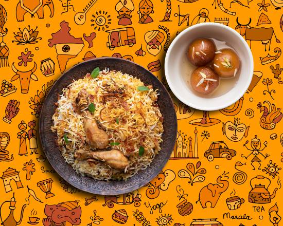Order Peshawari Chicken Biryani & Gulab Jamun food online from Gunpowder Cafe store, Laurel on bringmethat.com