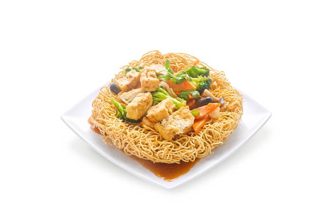 Order Vegetarian Crispy Fried Noodles (Mì Xào Dòn Chay) food online from Pho Hai Duong store, Annandale on bringmethat.com
