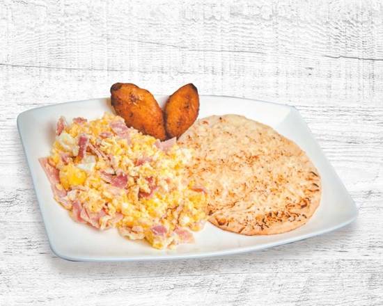 Order Arepa Con Queso Y Huevos Con Jamon food online from Noches De Colombia store, Fairview on bringmethat.com