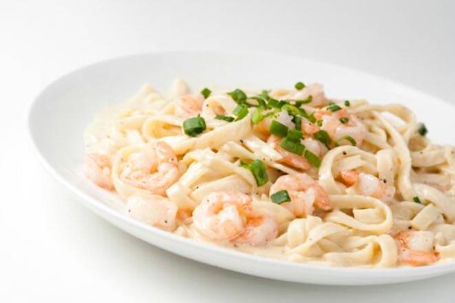 Order Fettucine Alfredo with Shrimp food online from Vieux Carre Pizza store, New Orleans on bringmethat.com