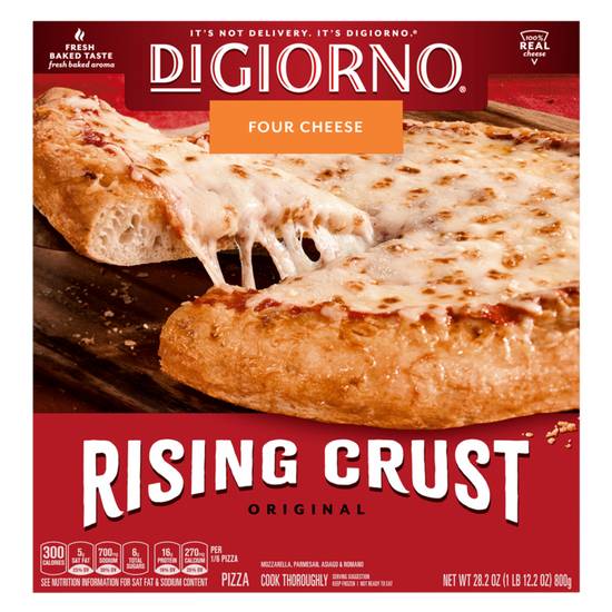 Order DiGiorno Frozen Original Rising Crust Four Cheese Pizza 12in 28.2oz food online from Everyday Needs By Gopuff store, Fairfield on bringmethat.com