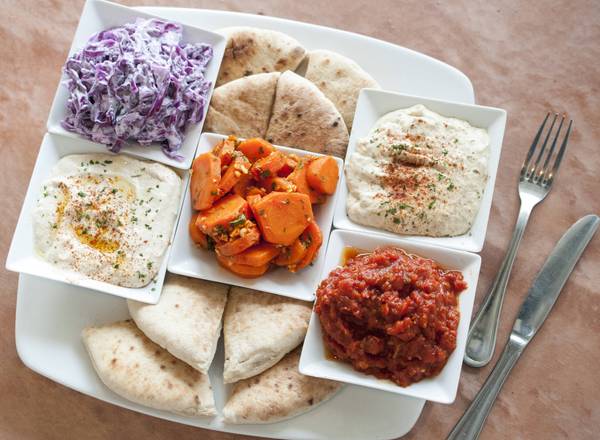 Order Salad and Dip Combo food online from Saba's Grill & Wok store, Houston on bringmethat.com