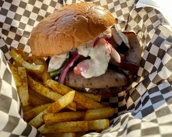 Order Greek Burger food online from Vesper Lounge store, Denver on bringmethat.com