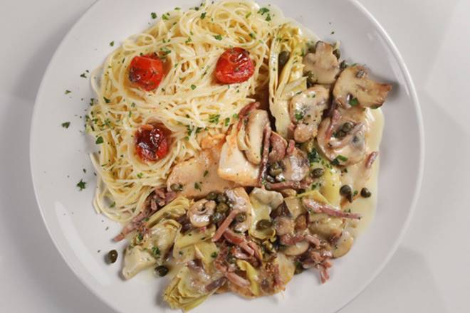 Order CHICKEN SCALOPPINE food online from Romano's Macaroni Grill - Opry Mills store, Nashville on bringmethat.com