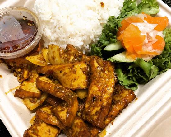 Order VE4 Lemongrass tofu with rice food online from The Ripple Of Smiles store, Honolulu on bringmethat.com
