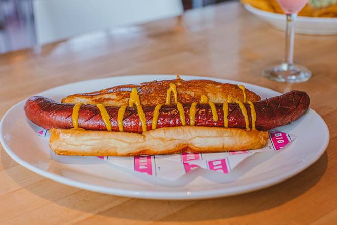 Order Foot Long Kobe Beef Hot Dog food online from Big Pink Restaurant store, Miami Beach on bringmethat.com