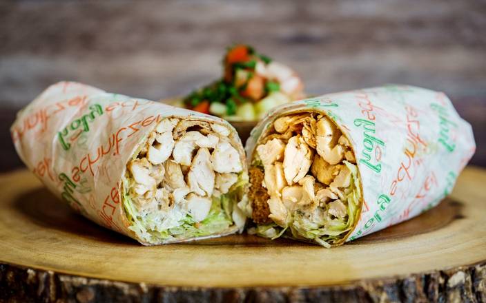 Order Marinated Grilled Chicken Wrap food online from Holy Schnitzel store, Roseland on bringmethat.com