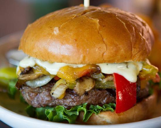 Order Communication Breakdown Burger food online from McMenamins Courtyard Restaurant at Kennedy School store, Portland on bringmethat.com
