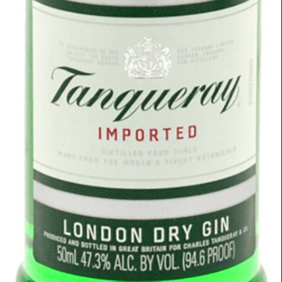 Order TANQUERAY GIN 50ML 47.3%ABV food online from Princess Liquors store, Port Saint Lucie on bringmethat.com