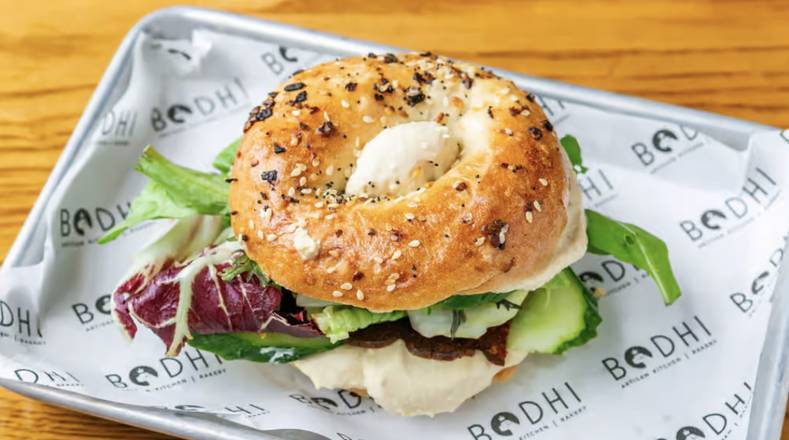 Order Veggielicious Bagel food online from Bodhi Cafe &amp; Bakery store, Corvallis on bringmethat.com