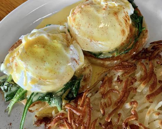 Order Eggs Benedict Florentine food online from Zachary's Restaurant store, Cape Canaveral on bringmethat.com