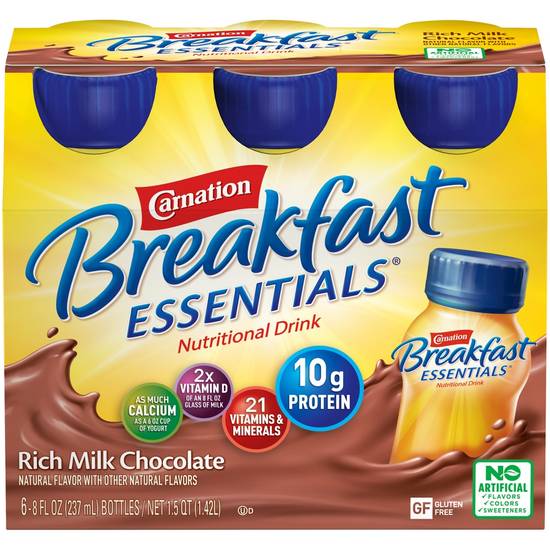 Order Carnation Breakfast Essentials Ready to Drink Nutritional Breakfast Drink, Rich Milk Chocolate, 6 - 8 FL OZ Cartons food online from Cvs store, WAKEFIELD on bringmethat.com