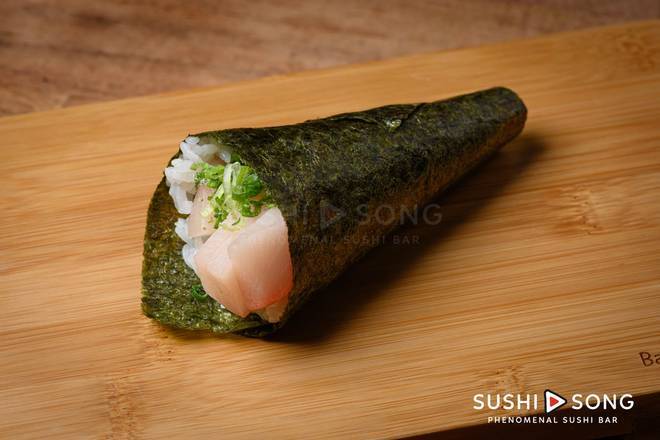 Order Yellowtail and Scallion Hand Roll food online from Sushi Song Key West store, Key West on bringmethat.com