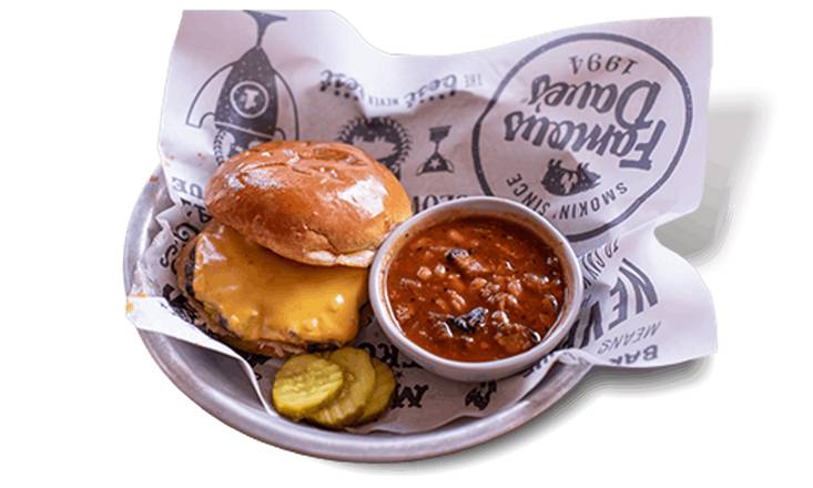Order Kids' Cheeseburger* food online from Famous Dave's store, Woodbury on bringmethat.com