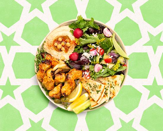Order Chicken Kabob Hummus Plate food online from Fabulous Falafel store, Fullerton on bringmethat.com
