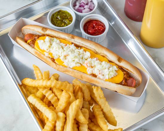 Order #2 Foot Long Chili Dog food online from Ye Ole Fashioned Ice Cream and Sandwich Cafe store, Summerville on bringmethat.com