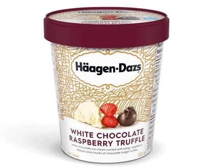 Order Haagen Dazs White Chocolate Raspberry Truffle Pint  food online from Fresko Market store, Miami on bringmethat.com