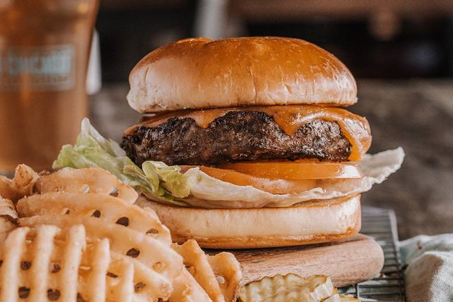 Order CLASSIC CHEDDAR BURGER* food online from Old Chicago 18 store, Westminster on bringmethat.com