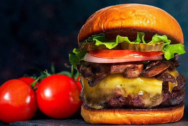 Order Mushroom & Cheese Burger  food online from Late Cravings store, Brentwood on bringmethat.com