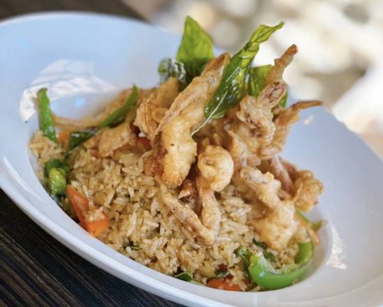 Order Crispy Soft Shell Crab SP Fried Rice food online from Baramee Thai Restaurant store, San Pedro on bringmethat.com