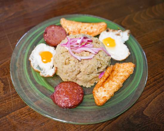 Order Mangú con Huevos, Salami y Queso food online from Dominican Power store, Bayonne on bringmethat.com
