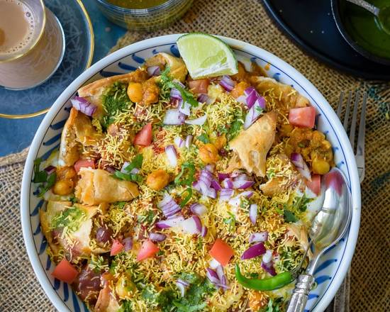 Order SAMOSA CHAAT food online from Bombay Street Food store, Austin on bringmethat.com
