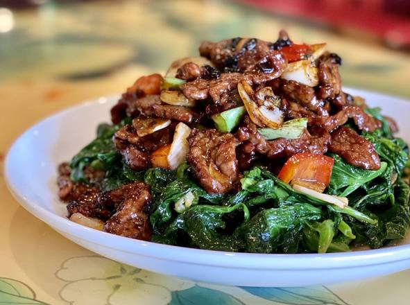 Order B10. Beef with Gai Lan food online from Din Ho Chinese BBQ store, Austin on bringmethat.com