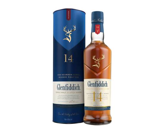 Order Glenfiddich 14 Year Single Malt Bourbon Barrel, 750mL scotch (43.0% ABV), food online from Woodbury Wine & Spirits store, ORLANDO on bringmethat.com