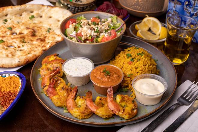 Order Shrimp Kabob Dinner food online from Kabob Xpress store, Evansville on bringmethat.com